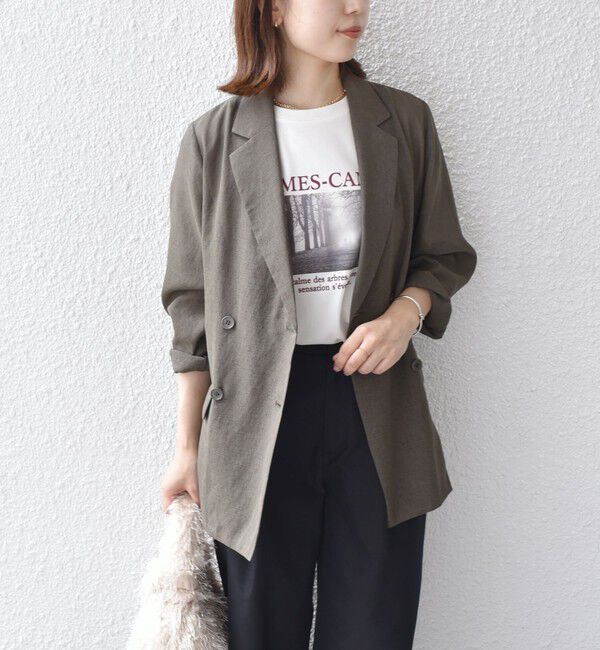 SHIPS Colors 「《一部追加予約》SHIPS Colors:〈手洗い可能〉シアー リネンライク ダブルジャケット◆」|テーラードジャケット|