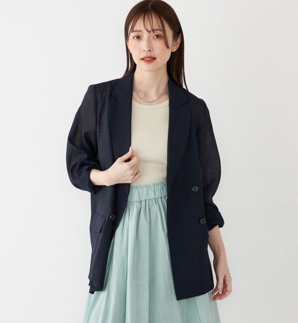 SHIPS Colors 「《一部追加予約》SHIPS Colors:〈手洗い可能〉シアー リネンライク ダブルジャケット◆」|テーラードジャケット|