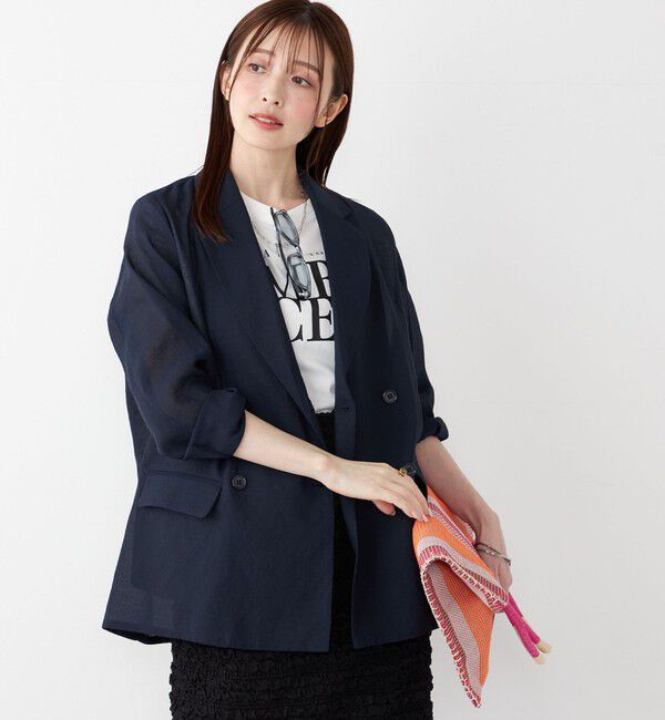 SHIPS Colors 「《一部追加予約》SHIPS Colors:〈手洗い可能〉シアー リネンライク ダブルジャケット◆」|テーラードジャケット|