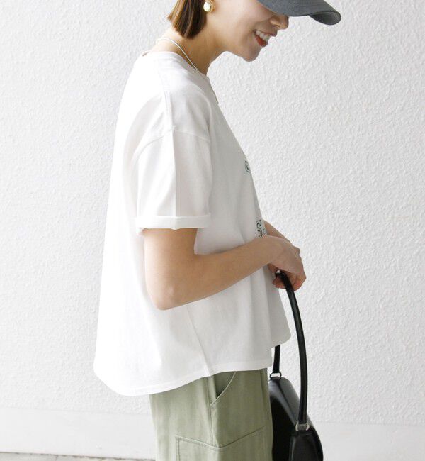 SHIPS any「【SHIPS any別注】THE KNiTS:〈洗濯機可能〉ラウンドヘム プリント ショート TEE」|Tシャツ・カットソー|