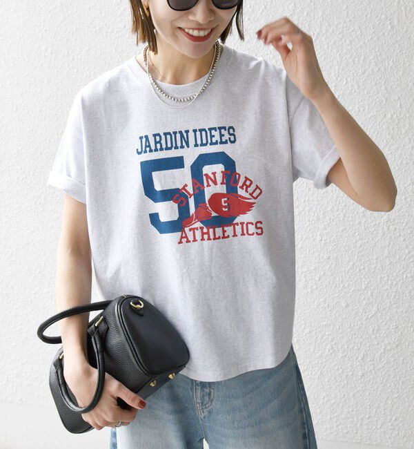 SHIPS any「【SHIPS any別注】THE KNiTS:〈洗濯機可能〉ラウンドヘム プリント ショート TEE」|Tシャツ・カットソー|