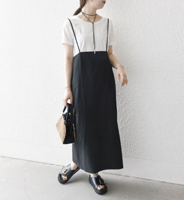 SHIPS any「SHIPS any:〈洗濯機可能〉Iライン キャミ ワンピース &times; ベーシック TEE セット」|ジャンパースカート|