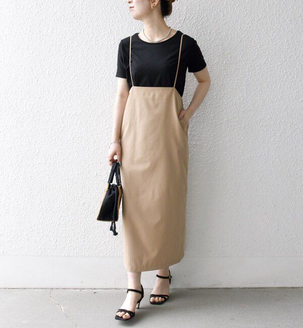 SHIPS any「SHIPS any:〈洗濯機可能〉Iライン キャミ ワンピース &times; ベーシック TEE セット」|ジャンパースカート|