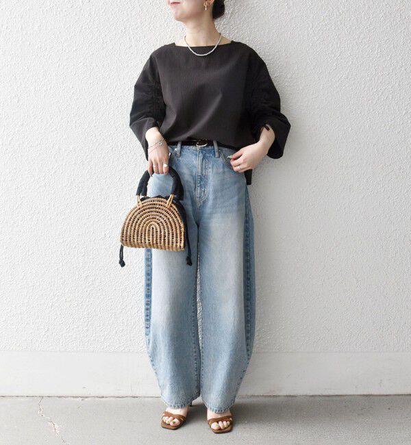 SHIPS any「SHIPS any:〈洗濯機可能〉ミニサッカー ドロスト リボン ボートネック ブラウス」|シャツ・ブラウス|