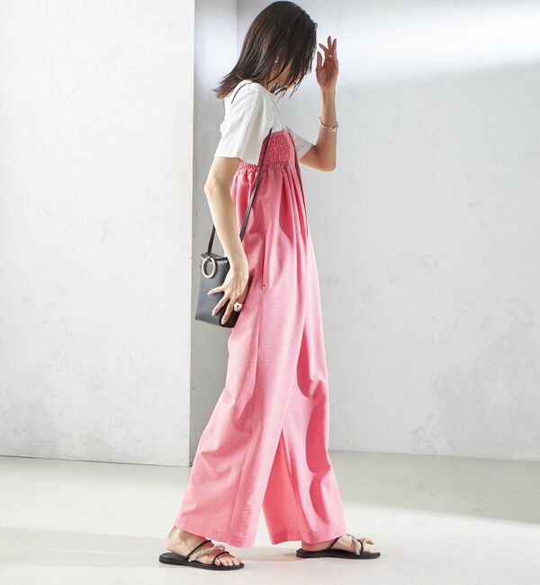 SHIPS for women「【SHIPS別注】APUPIL:〈洗濯機可能〉ギンガム チェック ベアトップ オールインワン」|オールインワン|