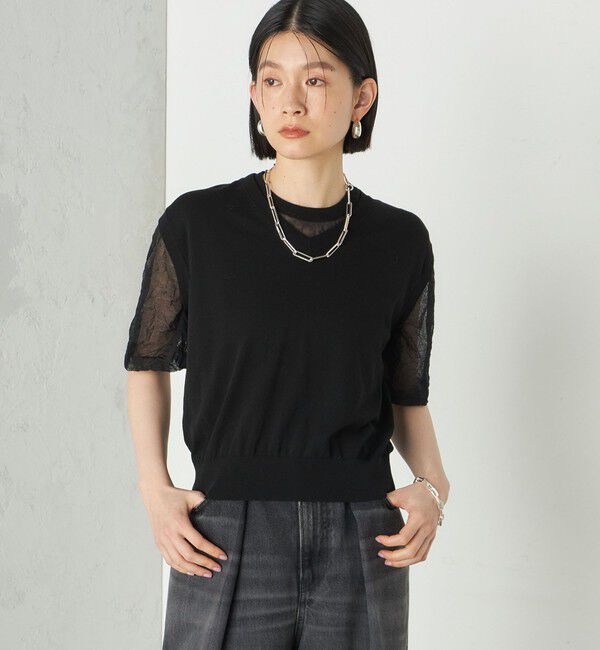 SHIPS for women「《予約》Wai＋:〈手洗い可能〉クリンクル シアー ショート スリーブ プルオーバー」|ニット・セーター|