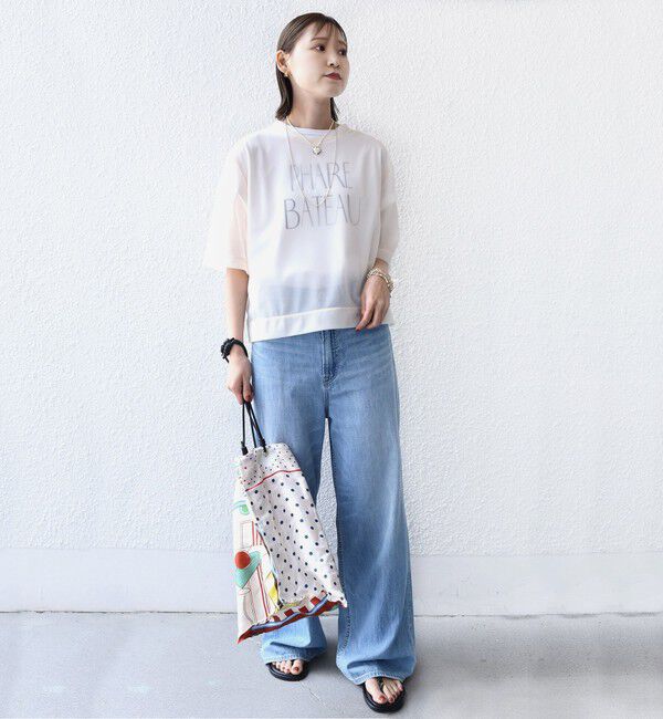 SHIPS for women「〈手洗い可能〉シアー トリコット ショート スリーブ プルオーバー」|Tシャツ・カットソー|