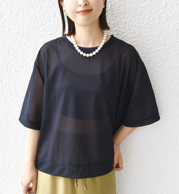 SHIPS for women「〈手洗い可能〉シアー トリコット ショート スリーブ プルオーバー」|Tシャツ・カットソー|