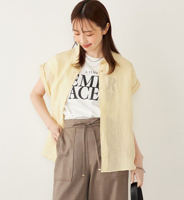 SHIPS Colors 「SHIPS Colors:〈接触冷感・UVカット〉フレンチスリーブ ロゴ Tシャツ◇」|Tシャツ・カットソー|