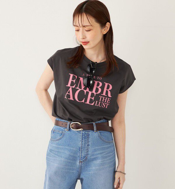 SHIPS Colors 「SHIPS Colors:〈接触冷感・UVカット〉フレンチスリーブ ロゴ Tシャツ◇」|Tシャツ・カットソー|グレー