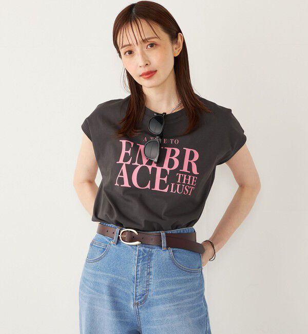 SHIPS Colors 「SHIPS Colors:〈接触冷感・UVカット〉フレンチスリーブ ロゴ Tシャツ◇」|Tシャツ・カットソー|