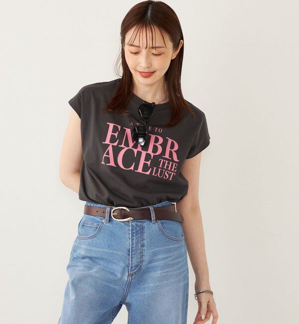 SHIPS Colors 「SHIPS Colors:〈接触冷感・UVカット〉フレンチスリーブ ロゴ Tシャツ◇」|Tシャツ・カットソー|