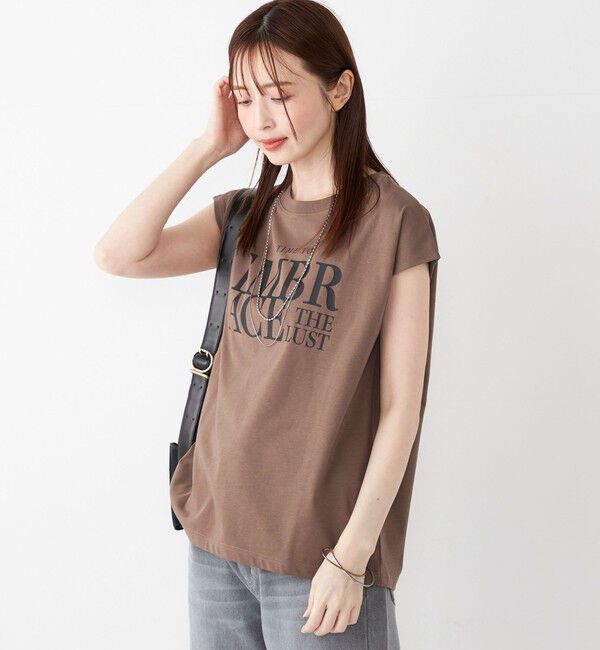 SHIPS Colors 「SHIPS Colors:〈接触冷感・UVカット〉フレンチスリーブ ロゴ Tシャツ◇」|Tシャツ・カットソー|