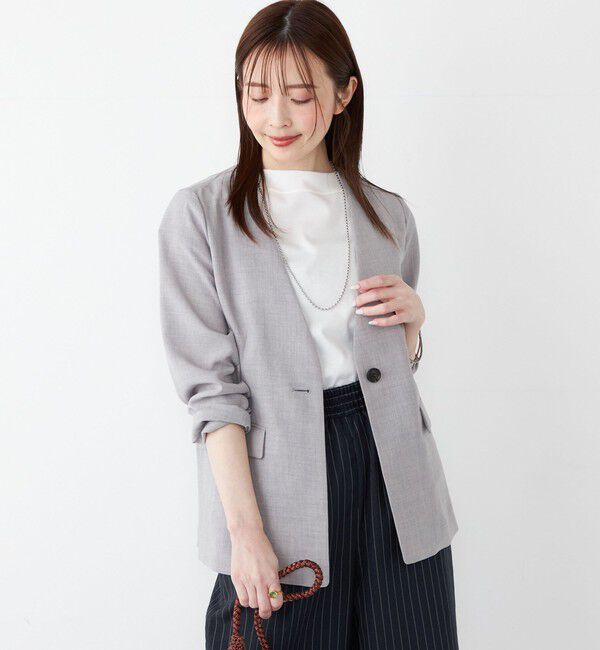 SHIPS Colors 「SHIPS Colors:〈手洗い可能〉リネンライク 1B ジャケット」|ノーカラージャケット|