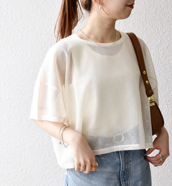 SHIPS any「SHIPS any:〈手洗い可能〉メッシュ シアー ワイド TEE &times; タンク セット」|Tシャツ・カットソー|オフホワイト