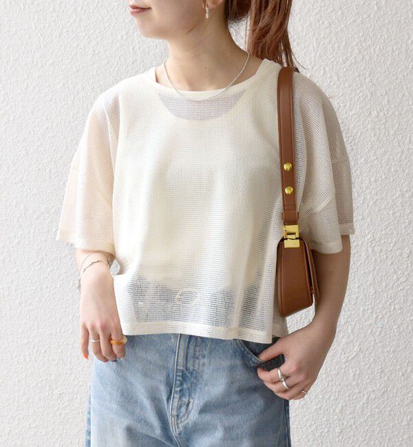 SHIPS any「SHIPS any:〈手洗い可能〉メッシュ シアー ワイド TEE &times; タンク セット」|Tシャツ・カットソー|