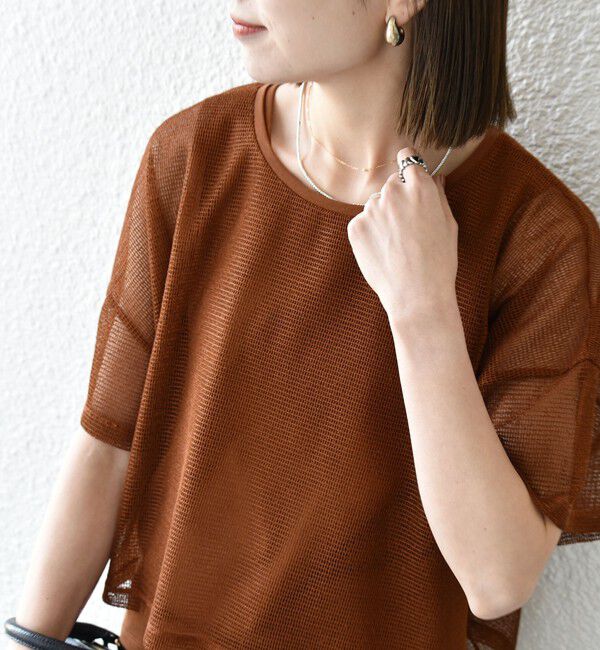 SHIPS any「SHIPS any:〈手洗い可能〉メッシュ シアー ワイド TEE &times; タンク セット」|Tシャツ・カットソー|