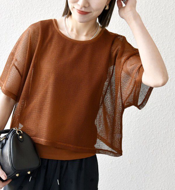 SHIPS any「SHIPS any:〈手洗い可能〉メッシュ シアー ワイド TEE &times; タンク セット」|Tシャツ・カットソー|