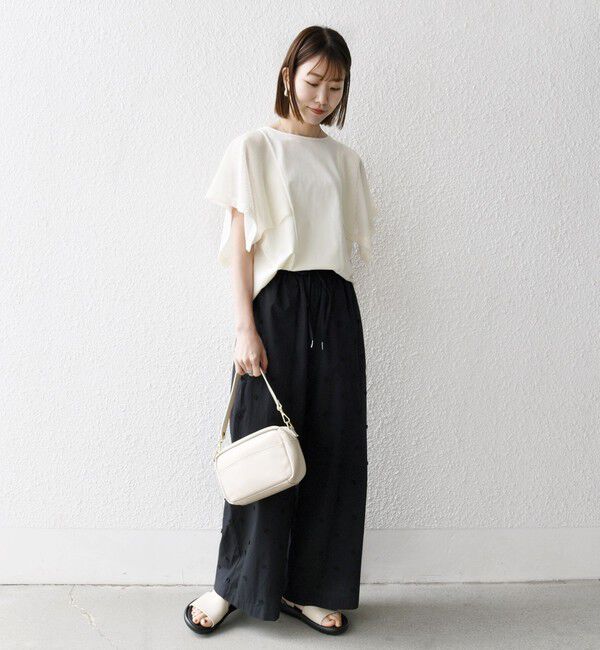 SHIPS any「SHIPS any:〈手洗い可能〉メッシュ シアー ハンカチ スリーブ ドッキング TEE」|Tシャツ・カットソー|