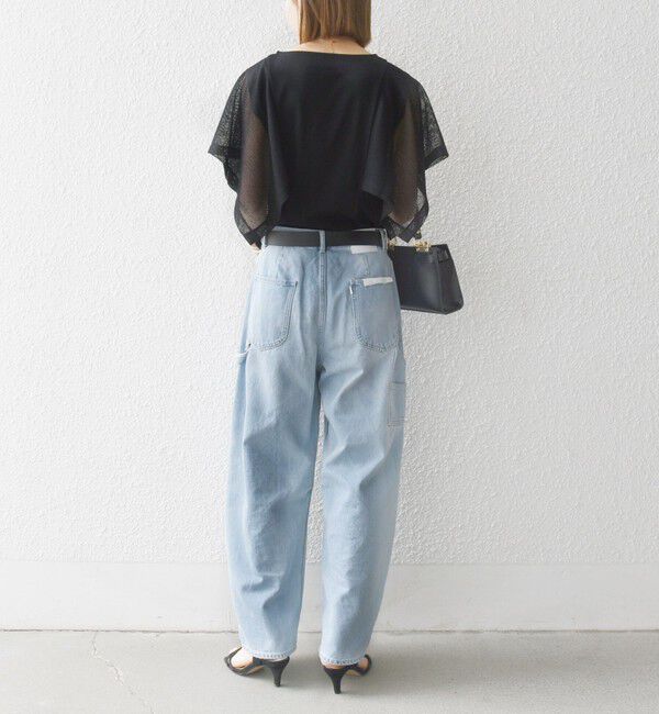 SHIPS any「SHIPS any:〈手洗い可能〉メッシュ シアー ハンカチ スリーブ ドッキング TEE」|Tシャツ・カットソー|