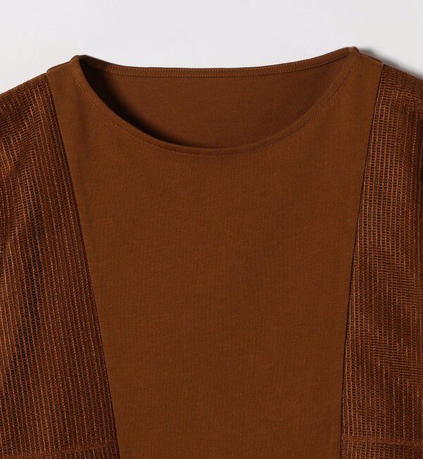 SHIPS any「SHIPS any:〈手洗い可能〉メッシュ シアー ハンカチ スリーブ ドッキング TEE」|Tシャツ・カットソー|