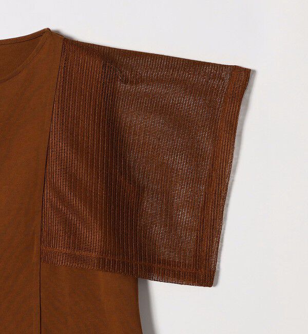 SHIPS any「SHIPS any:〈手洗い可能〉メッシュ シアー ハンカチ スリーブ ドッキング TEE」|Tシャツ・カットソー|