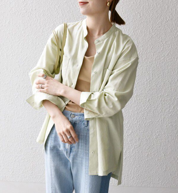 SHIPS any「SHIPS any:〈洗濯機可能〉リネン ミックス スタンドカラー ポケット シャツ 25SS 2」|シャツ・ブラウス|
