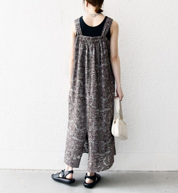 SHIPS any「SHIPS any:〈手洗い可能〉メッシュ ジャカード ギャザー Iライン ワンピース」|ワンピース|