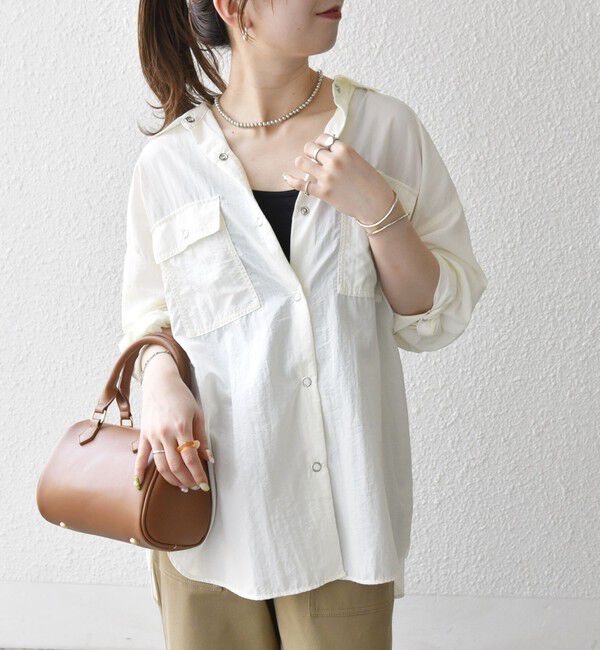 SHIPS any「SHIPS any:〈多機能/洗濯機可能〉ナイロン タスラン ポケット ビッグ シャツ」|シャツ・ブラウス|