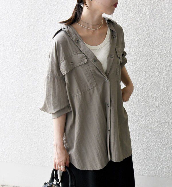 SHIPS any「SHIPS any:〈多機能/洗濯機可能〉ナイロン タスラン ポケット ビッグ シャツ」|シャツ・ブラウス|