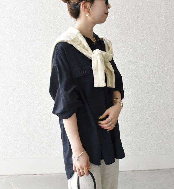 SHIPS any「SHIPS any:〈多機能/洗濯機可能〉ナイロン タスラン ポケット ビッグ シャツ」|シャツ・ブラウス|