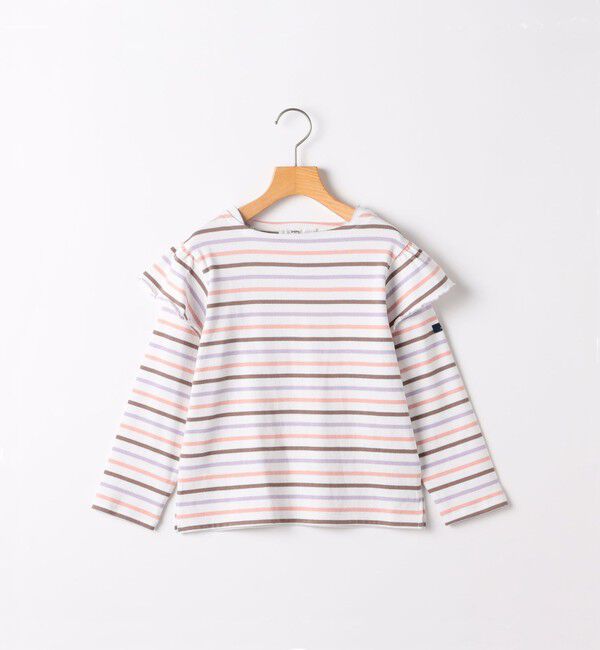 SHIPS KIDS「SHIPS KIDS:80～90cm/ボーダー フリル ロングスリーブ Tシャツ」|Tシャツ・カットソー|ピンク