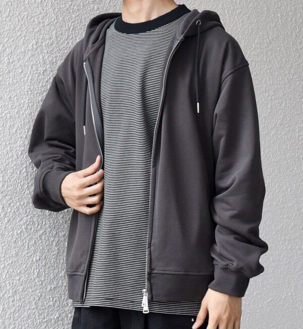 SHIPS any「SHIPS any: CLASSY バックタック スウェット ジップ パーカー◇」|パーカー|チャコールグレー