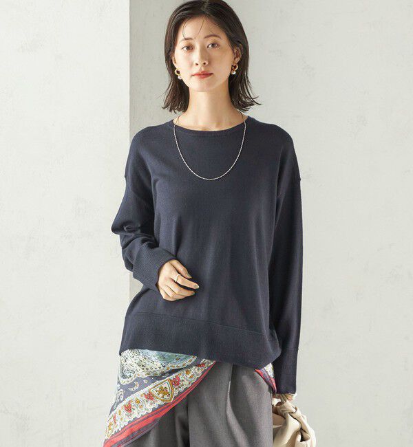 SHIPS for women「〈手洗い可能〉14G ウォッシャブル クルーネック ニット プルオーバー」|ニット・セーター|