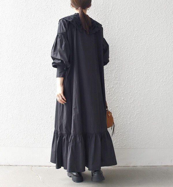 SHIPS any「bon_meur:〈洗濯機可能〉レース ビッグカラー ギャザー パフ シャツワンピース」|ワンピース|