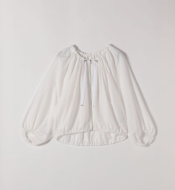 quaranciel「《予約》quaranciel:〈洗濯機可能〉シアー ギャザー ネック コンパクト ブルゾン」|その他|