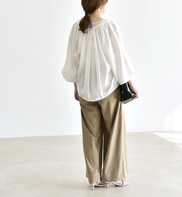 quaranciel「《予約》quaranciel:〈洗濯機可能〉シアー ギャザー ネック コンパクト ブルゾン」|その他|