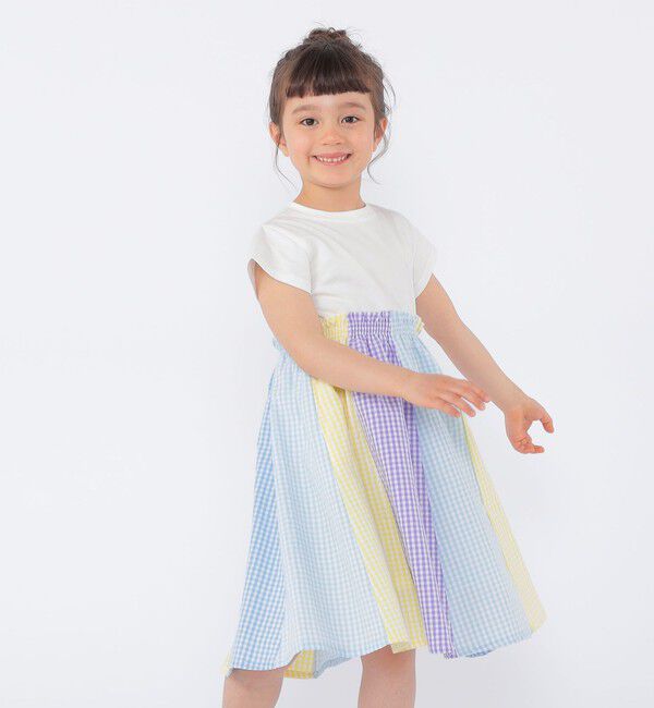 SHIPS KIDS「SHIPS KIDS:100～130cm / パネル 切替 ワンピース」|ワンピース|オフホワイト