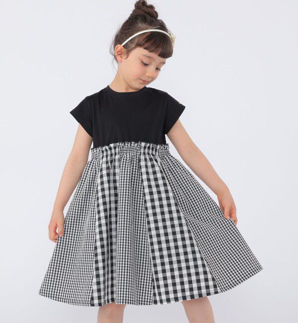 SHIPS KIDS「SHIPS KIDS:100～130cm / パネル 切替 ワンピース」|ワンピース|ブラック