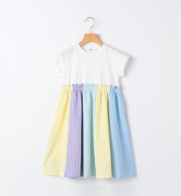 SHIPS KIDS「SHIPS KIDS:80～90cm / パネル 切替 ワンピース」|ワンピース|オフホワイト