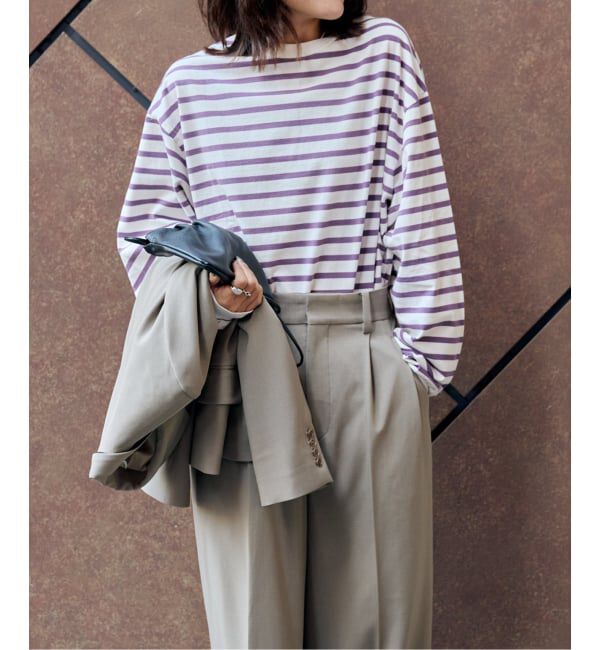 OUTDOOR PRODUCTS Usual Things「コットンボーダークルーネックワイドTEE」|Tシャツ・カットソー|