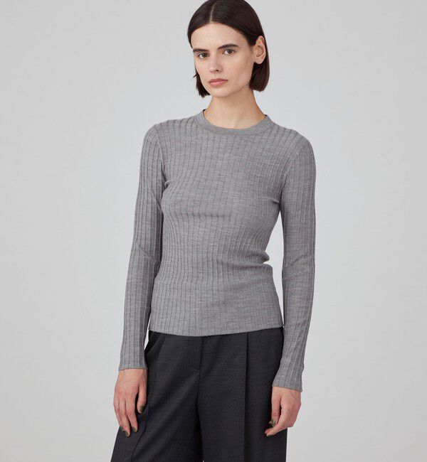 カシミヤシルクリブ クルーネックプルオーバー（TOMORROWLAND