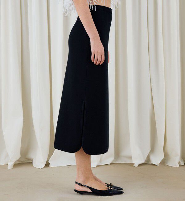 DES PRES「レーヨンナイロンダブルフェイス Aラインミディスカート」|台形|