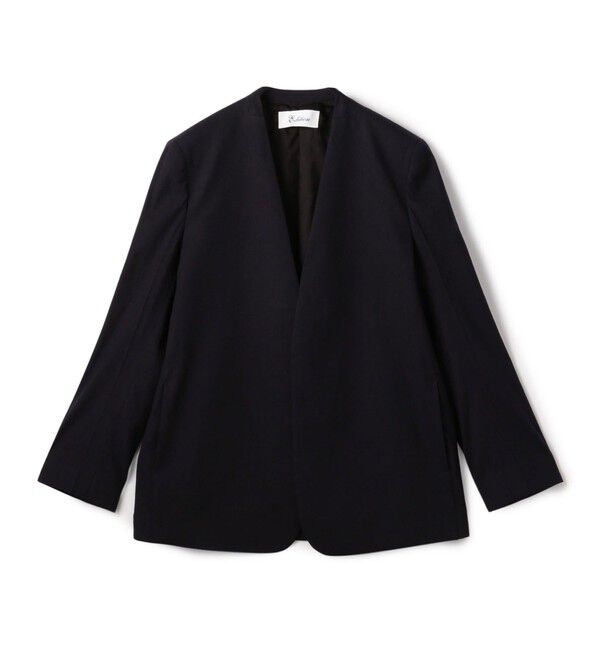 Edition「リネンストレッチ ノーカラージャケット」|ノーカラージャケット|69 ネイビー