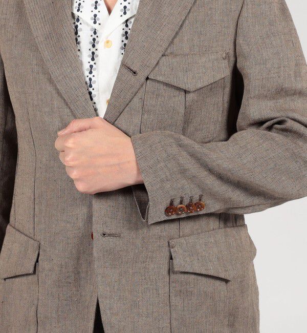 TOMORROWLAND MENS「リネン ヘリンボーン サファリジャケット」|テーラードジャケット|