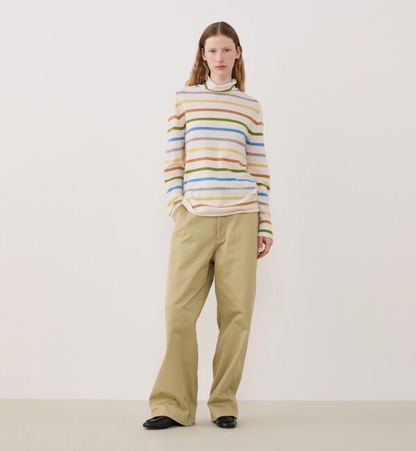 GALERIE VIE「スコットランドカシミヤマルチボーダー タートルネックプルオーバー」|ニット・セーター|