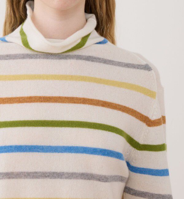 GALERIE VIE「スコットランドカシミヤマルチボーダー タートルネックプルオーバー」|ニット・セーター|