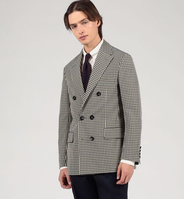 TOMORROWLAND MENS「TOMORROWLAND PILGRIM シルクカシミア ギンガムチェック ダブルブレステッド6Bジャケット」|テーラードジャケット|