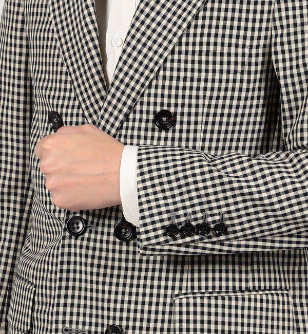 TOMORROWLAND MENS「TOMORROWLAND PILGRIM シルクカシミア ギンガムチェック ダブルブレステッド6Bジャケット」|テーラードジャケット|