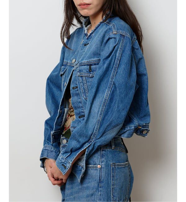  「カーブスリーブショートデニムジャケット」|デニムジャケット|